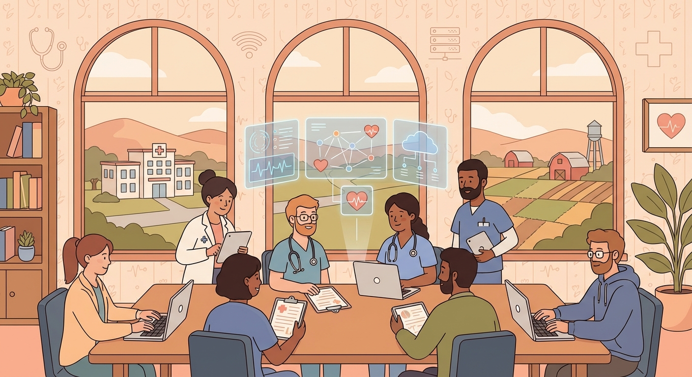 Rural healthcare workers and developers collaborating on health IT modernization