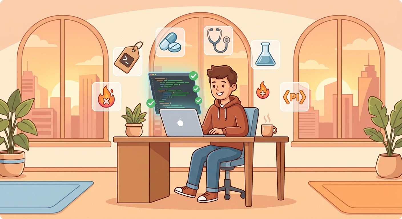 Developer building with a free healthcare coding API
